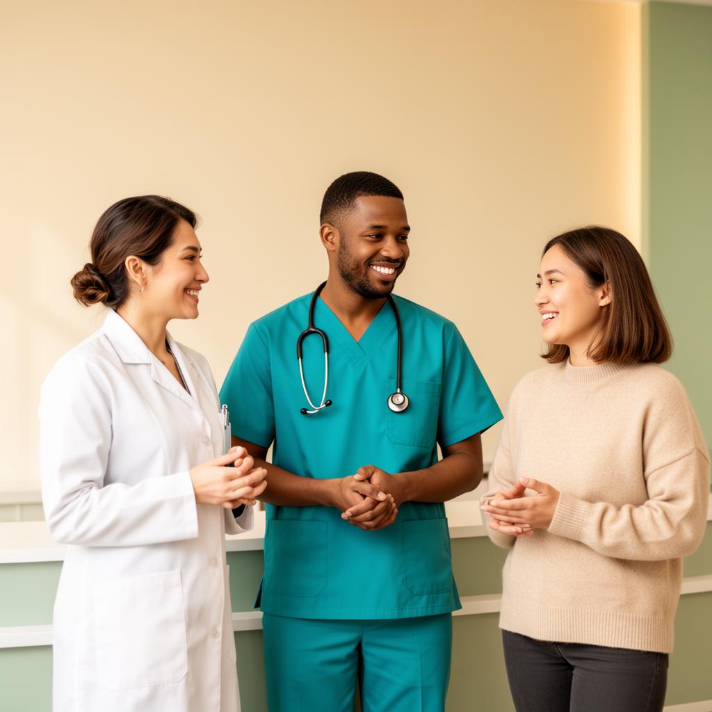 Pharmacist, provider, and patient collaborating together